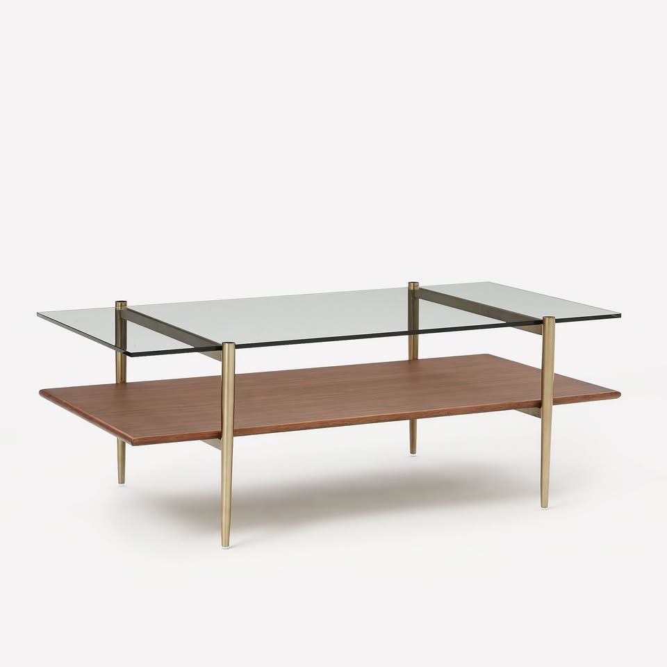 West Elm glass top coffee table
