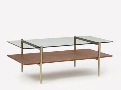 West Elm glass top coffee table