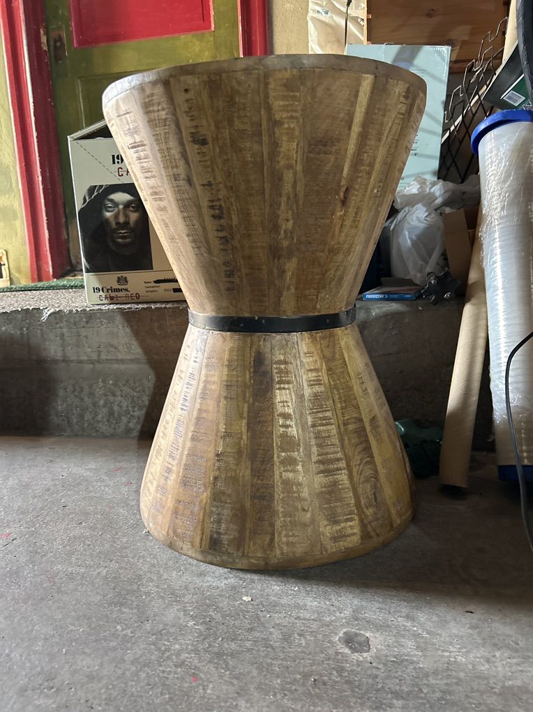Rustic Wood Hourglass Side Table Or Accent Table