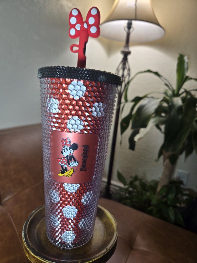 Starbucks Disneyland Minnie Mouse Red Polka Dot Bling Tumbler