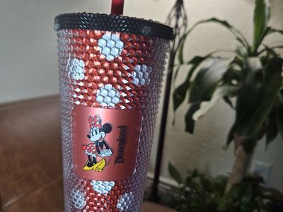 Starbucks Disneyland Minnie Mouse Red Polka Dot Bling Tumbler