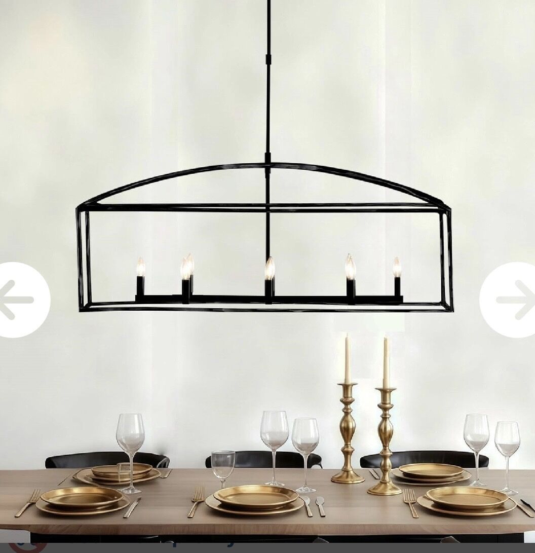 NEW Large Forge Curve Dining Chandelier - Brass Finish