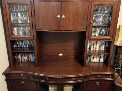 Elegant Dark Wood Entertainment Center & Media Console with Storage