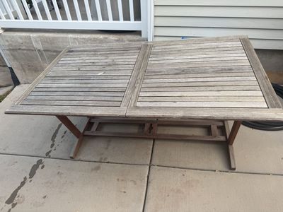 Wooden Slat Patio Dining Table Outdoor Furniture