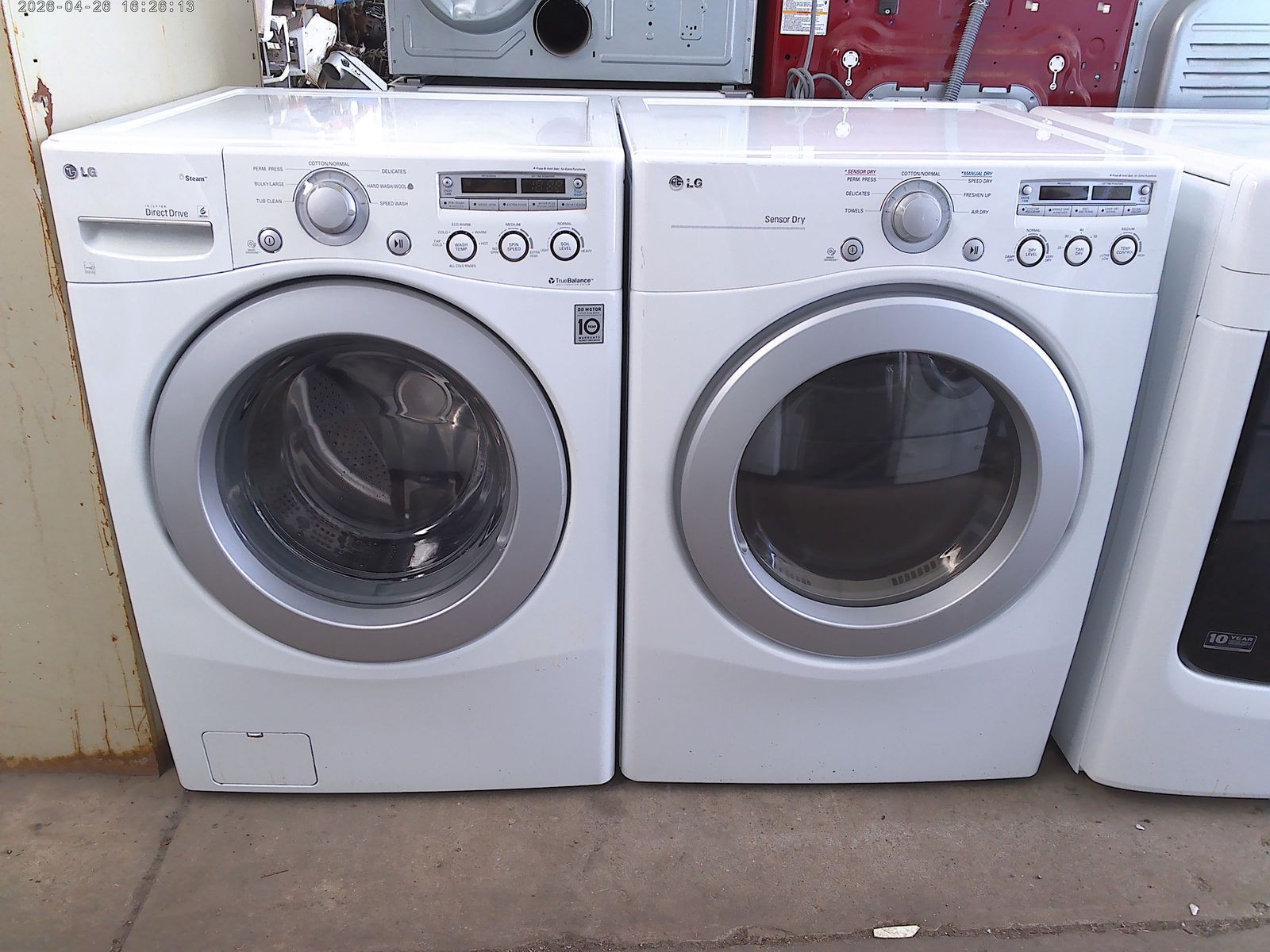 LG front load washer with matched gas dryer