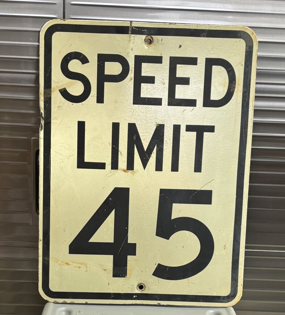 Vintage Speed Limit Sign 45 Metal 18x24