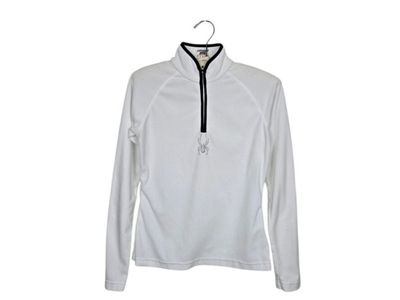 Spyder Shimmer Rhinestone Logo Quarter Zip Fleece Pullover White Black Women's 4