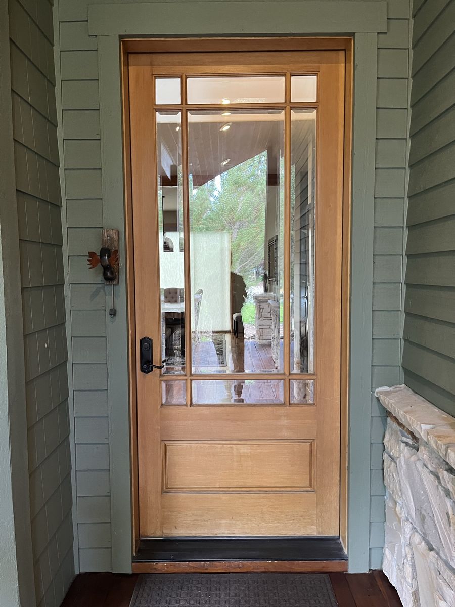 Craftsman style Solid Wood & Glass Entry Door w/ Dark Bronze Hardware - 41"x96" (43.5"x98.5" w/ Frame)