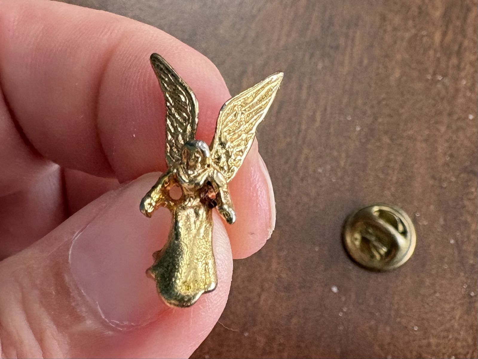 Small Vintage Gold Tone Angel Pin
