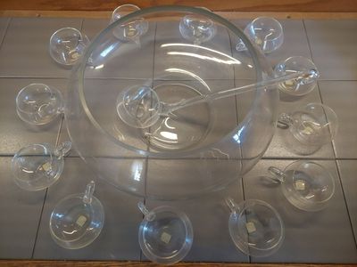 Vintage Unused Hand-Blown Crystal Punch Set