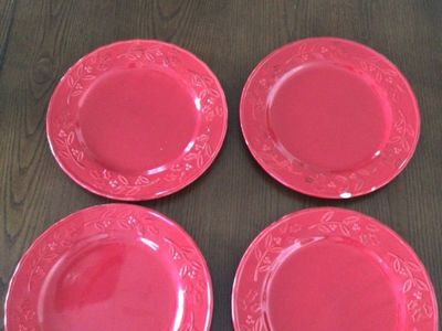 Red Festive Plates, Set Of Four
