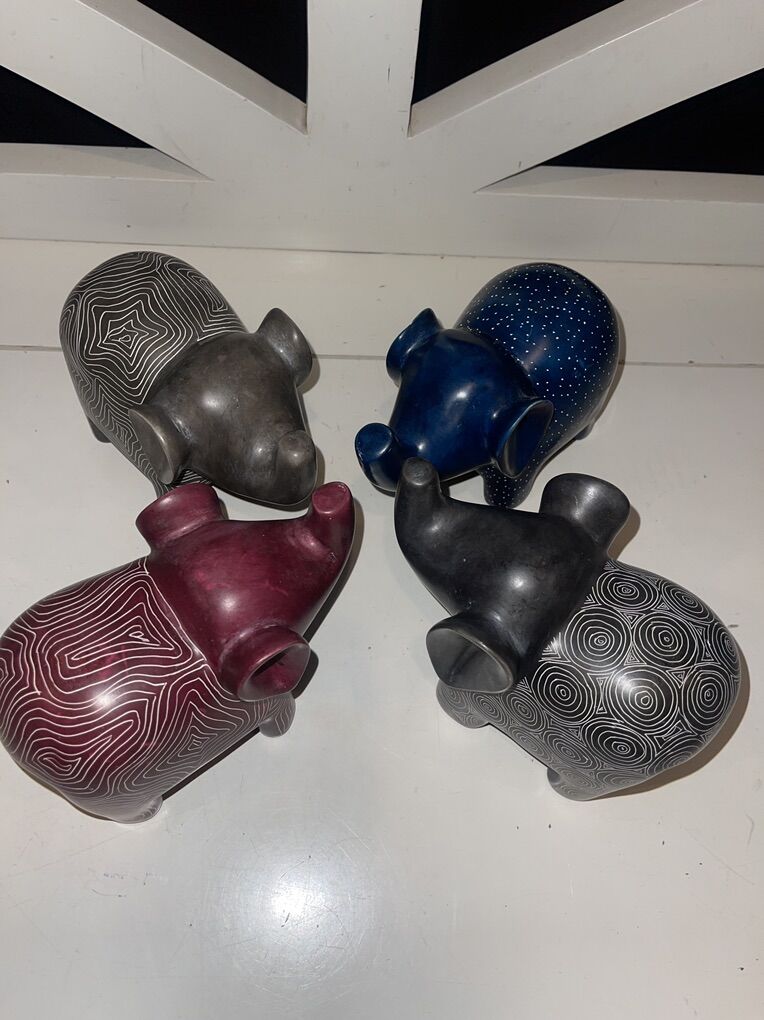 Set Of Four Kisii Soapstone Elephants