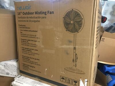 new 18 inch outdoor misting fan with water hook up