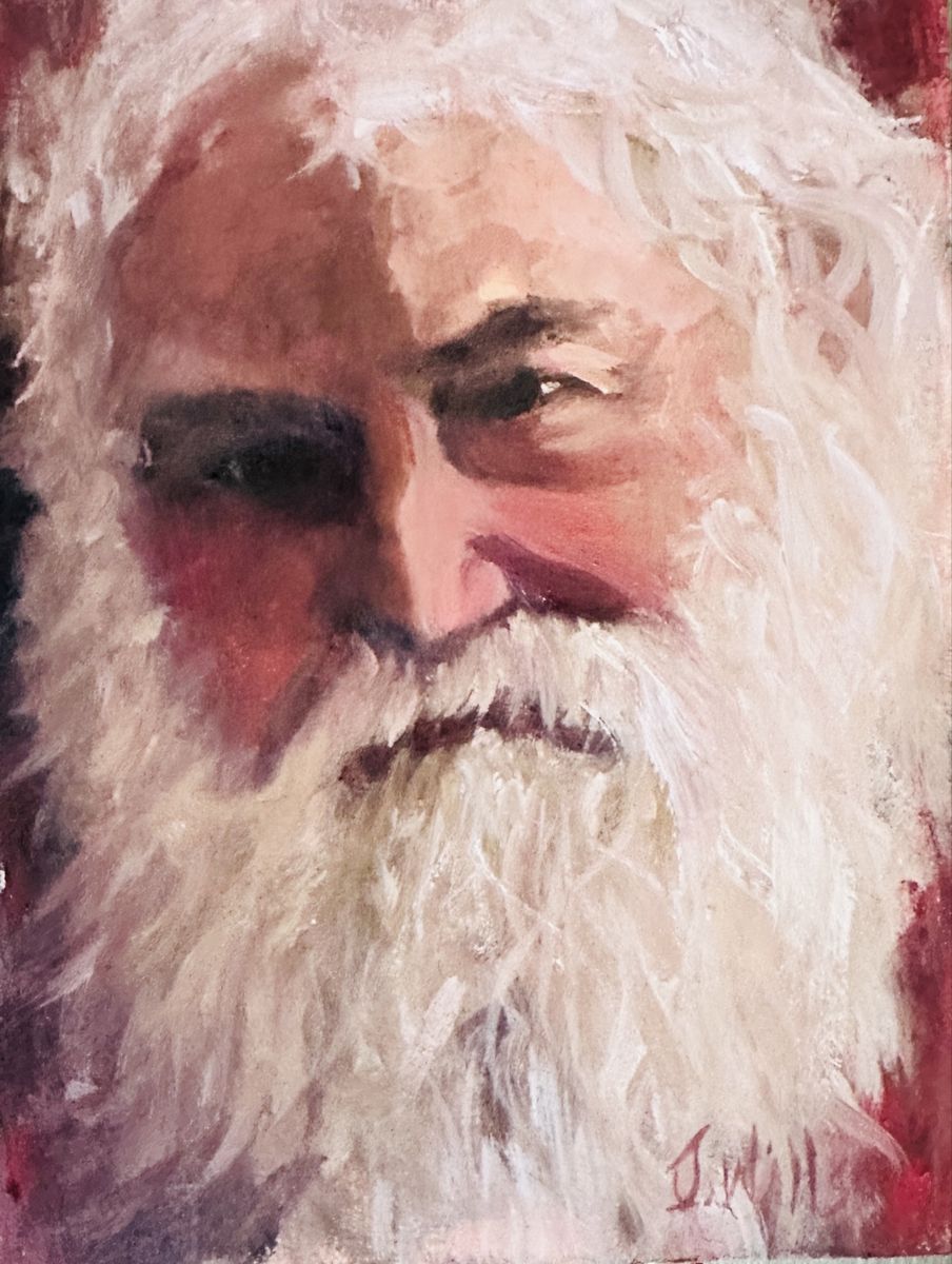 Old Father Claus Original Oil Painting on Board by Jami Willson 6x8 Frame Included