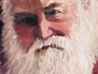 Old Father Claus Original Oil Painting on Board by Jami Willson 6x8 Frame Included