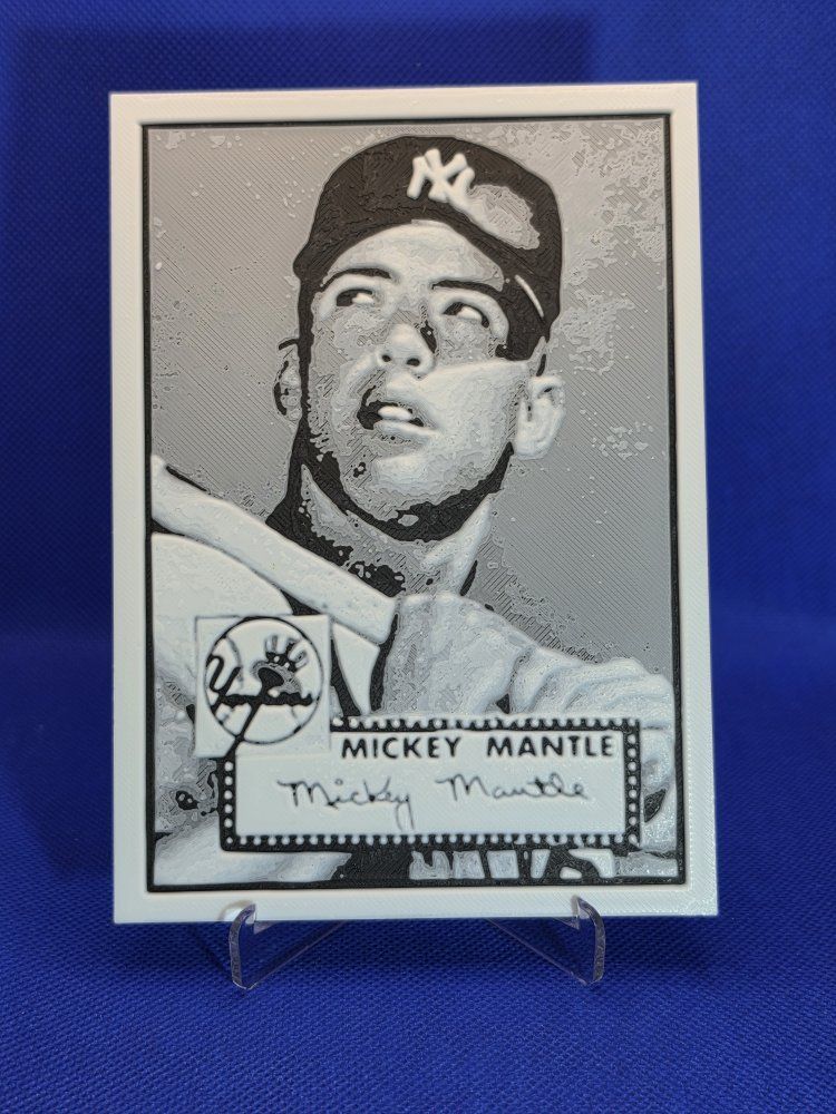 Mickey Mantle 3D Printed Lithophane Baseball Card Art Sculpture Collectible