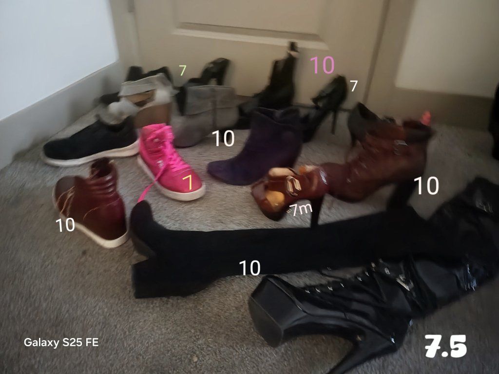 Women's Shoe Lot - Various Styles & Sizes (7, 7.5, 10) - Heels, Boots, Sneakers
