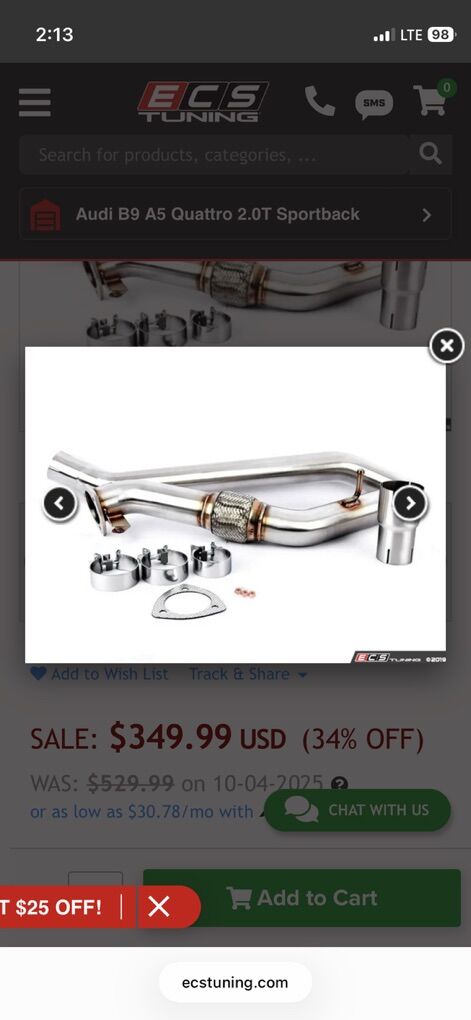 Audi high flow catted downpipe