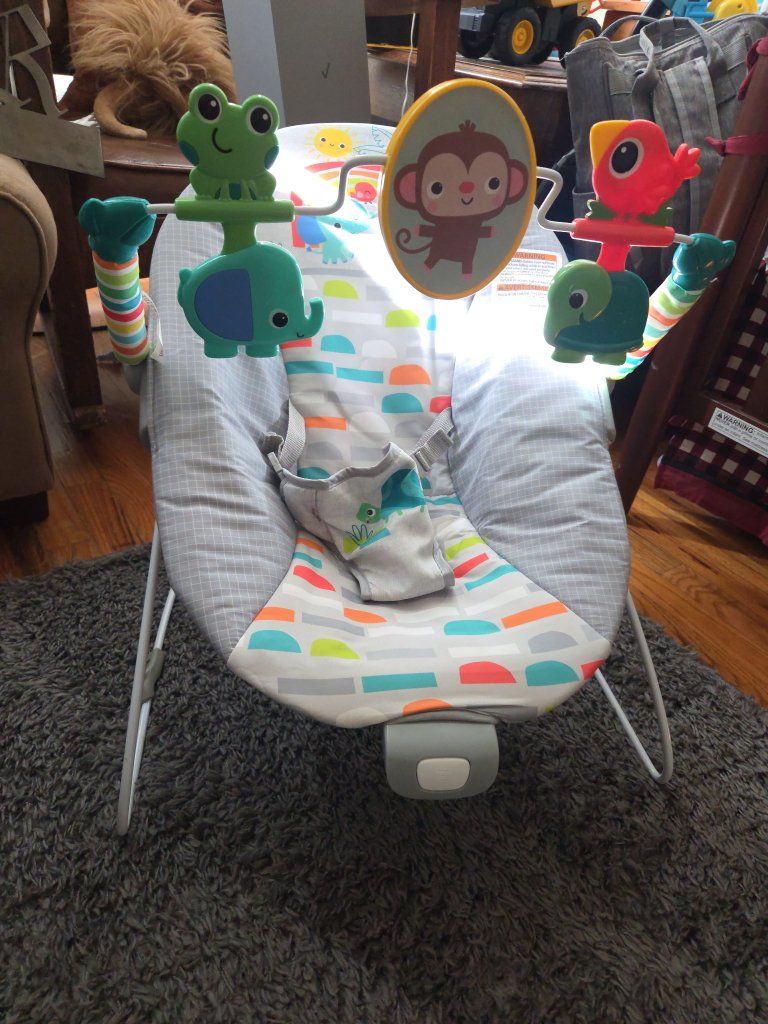 Ingenuity Baby Bouncer Seat with Toy Bar Safari Theme
