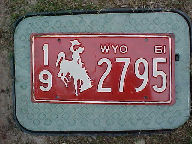 1961 Wyoming single license plates....$30 each