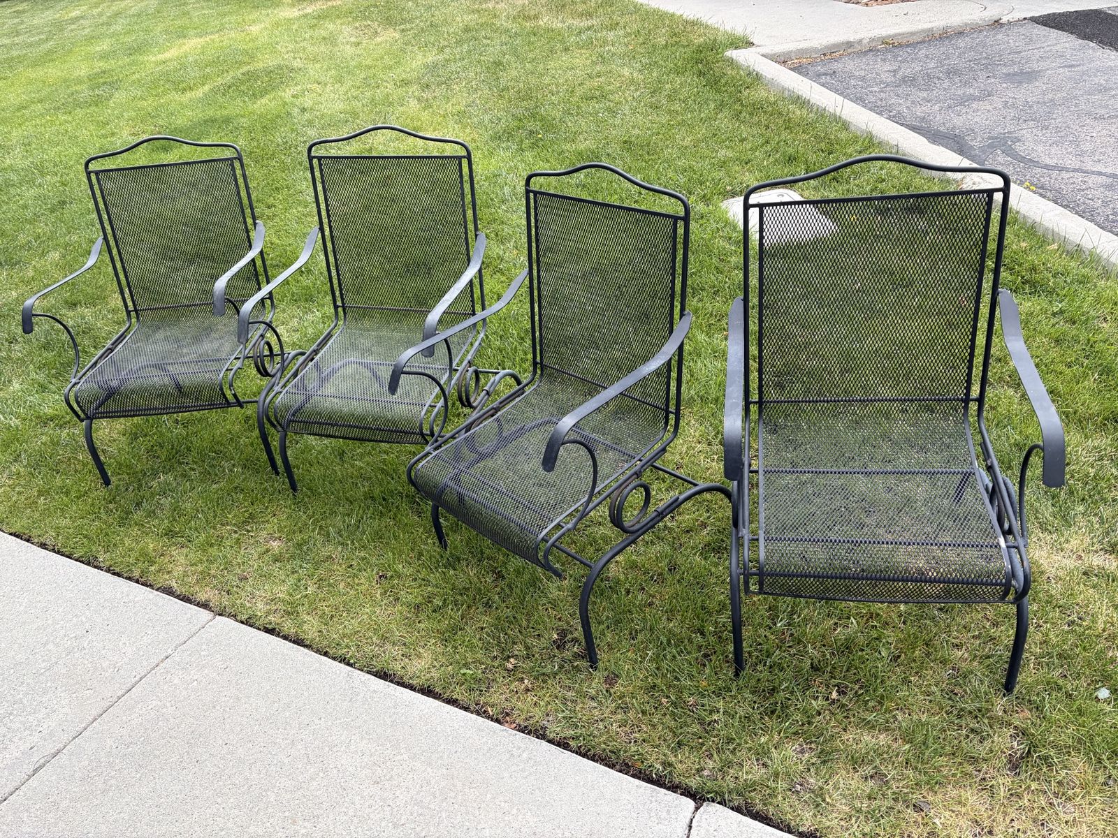 Black Wrought Iron Motion Patio Chairs Set of 4