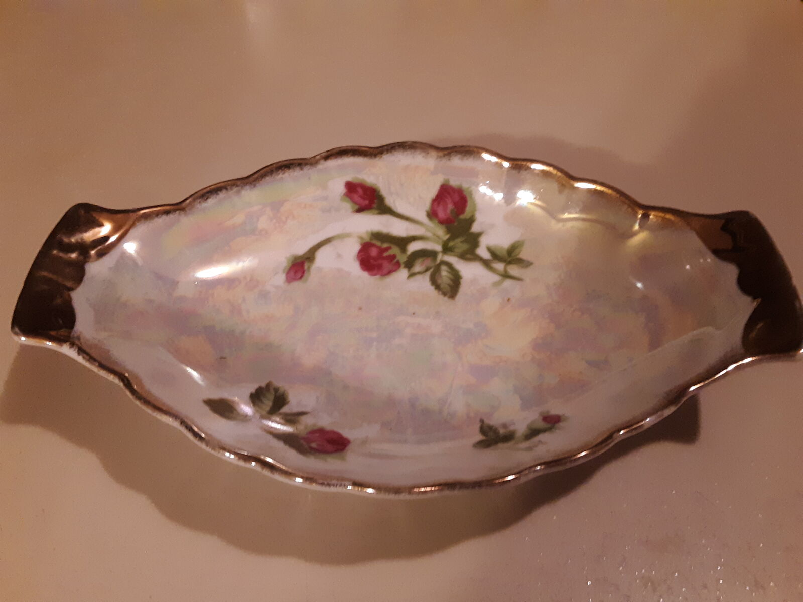 Vintage Candy Dish 1950's Moss Rose MK-1