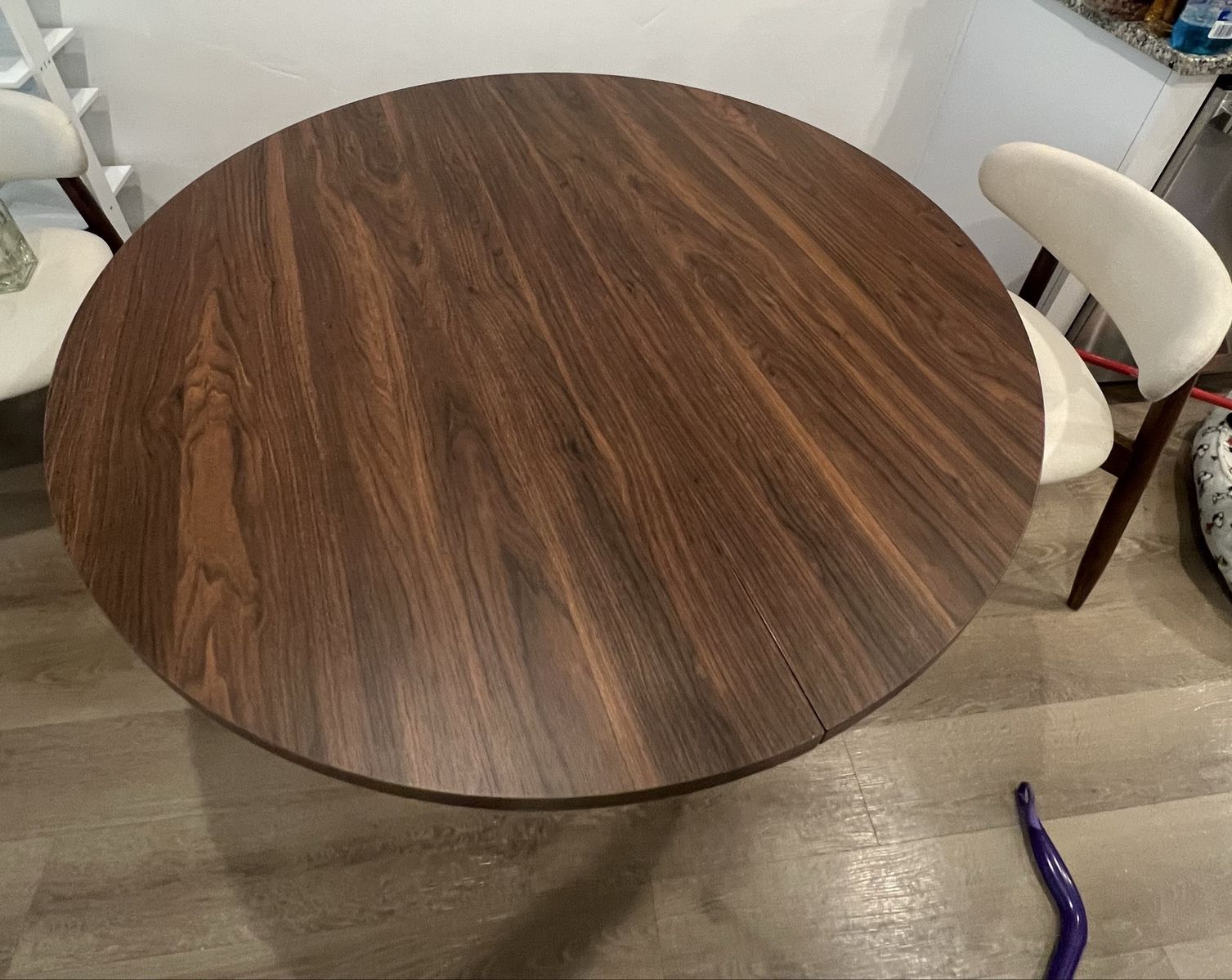 Round Wood Dining Table with Storage Pedestal Base 47”