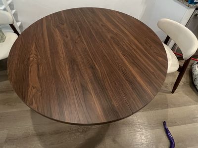 Round Wood Dining Table with Storage Pedestal Base 47”