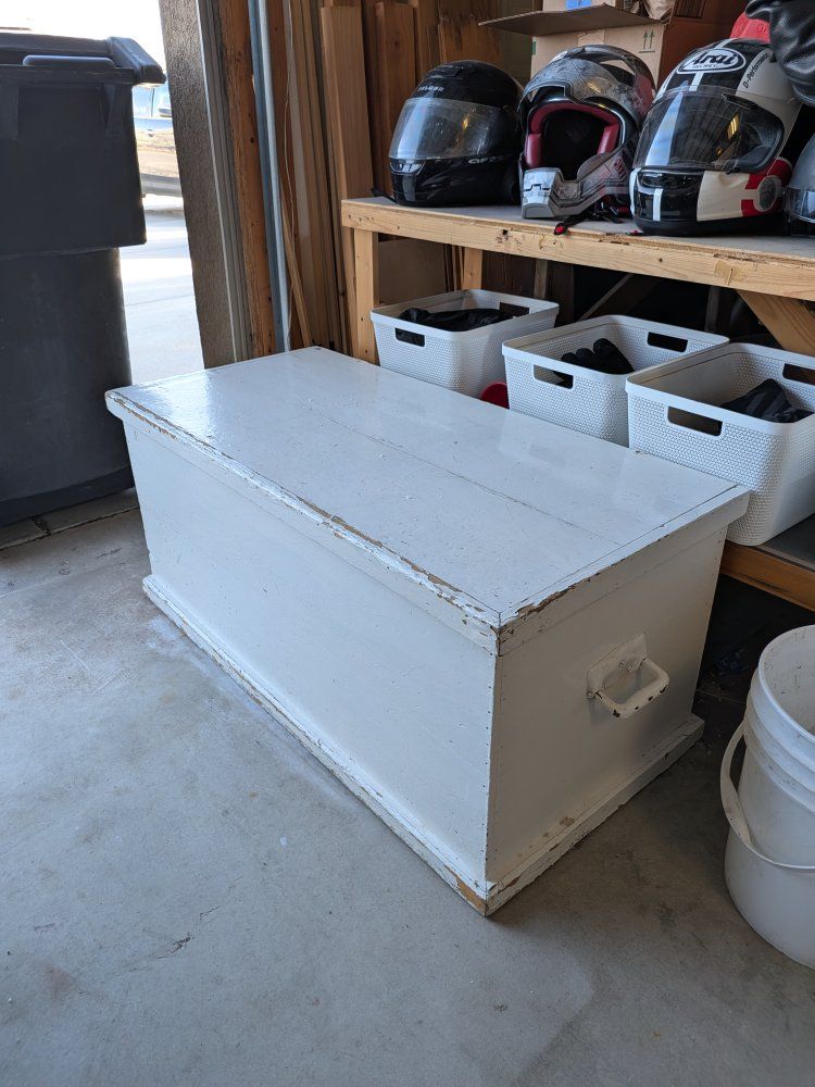 white wooden storage chest
