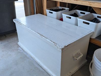 white wooden storage chest
