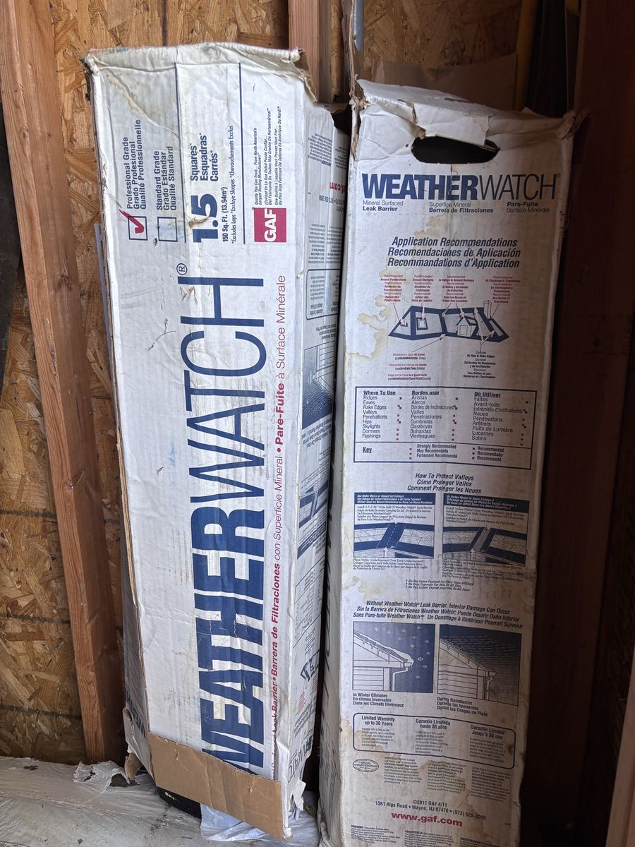 $75/each 2 rolls 150 sf ea ice and water shield for roof