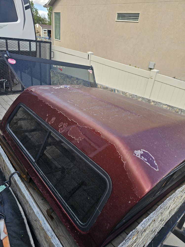 Truck Topper/Camper Shell - Burgundy, fits a 1st generation Tundra Double Cab.