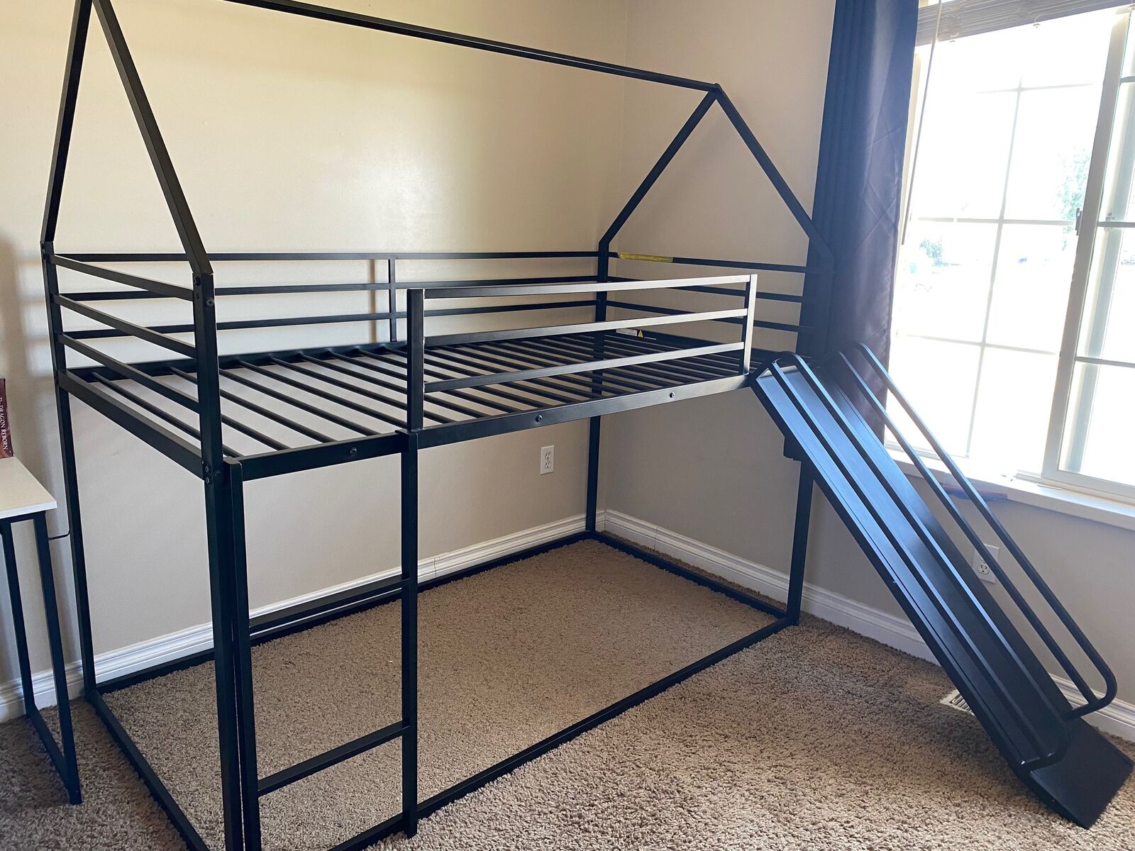 Twin House Bunk Bed with Slide and Ladder