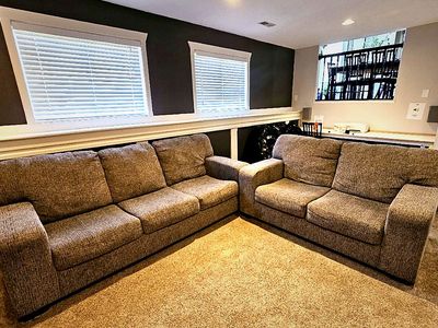 Comfortable Brown Fabric Sofa & Loveseat Set – Clean & Well Kept