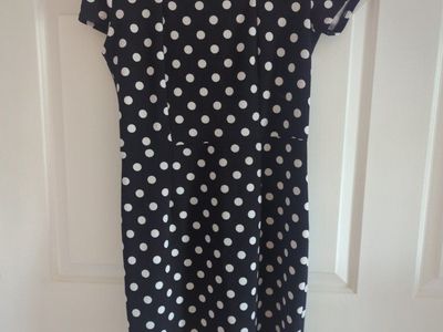 Yellowberry by Mikarose Black & White Polka Dot Short Sleeve Dress - Size Medium
