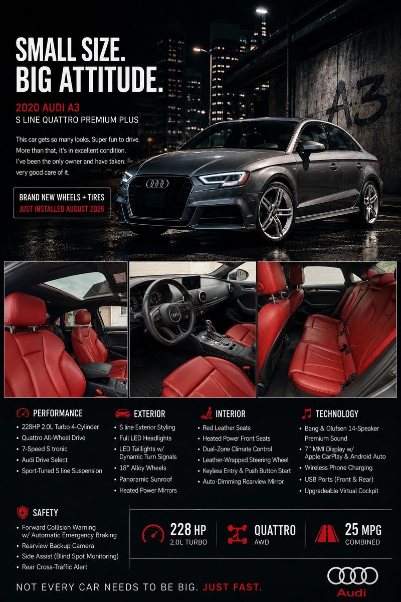 2020 Audi A3 quattro S line Prem Plus 45 TFSI