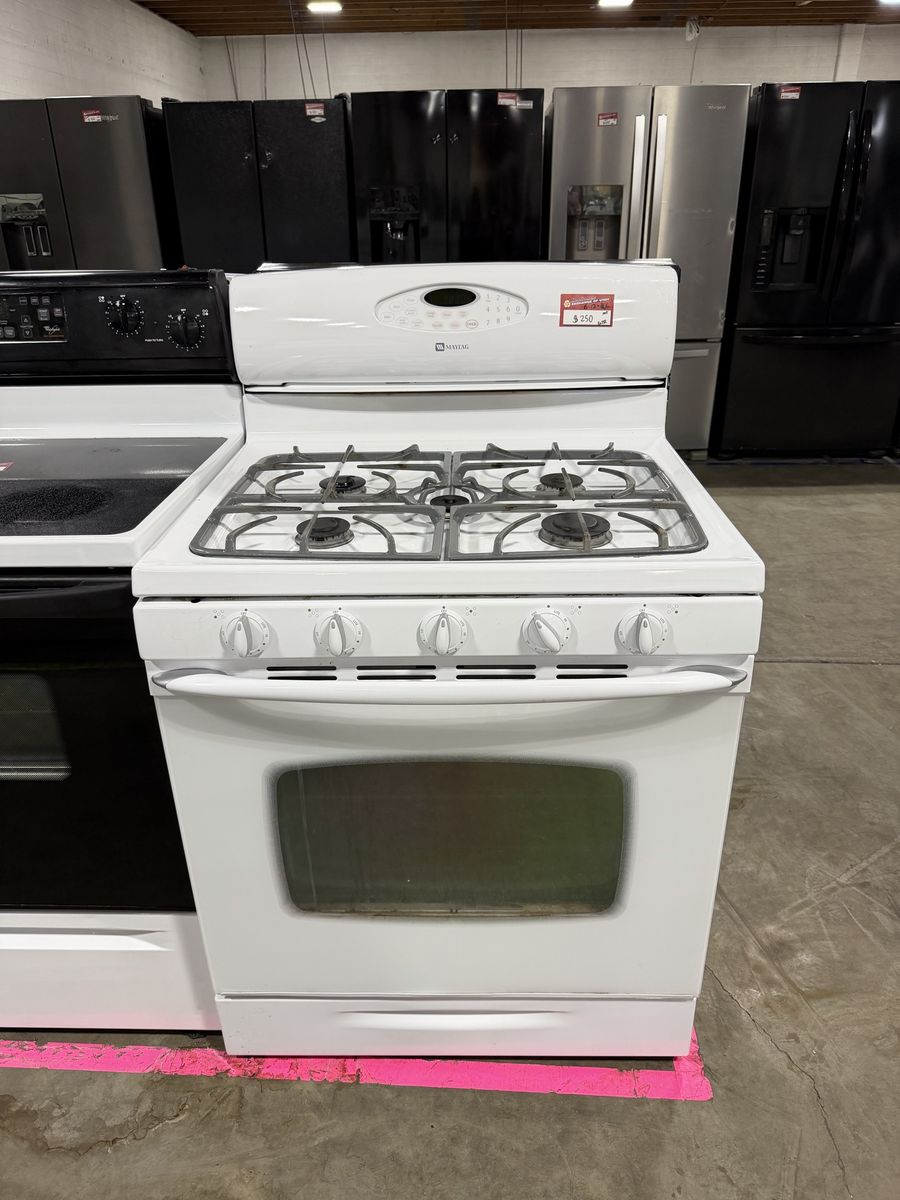 Maytag White Gas Range Stove Oven | 5-Burner Freestanding