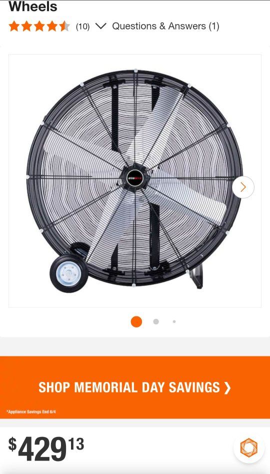 42 in. 2-Speed High Velocity Industrial Black Drum Fan with Wheels