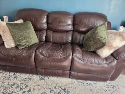 Free Power reclining faux leather sofa
