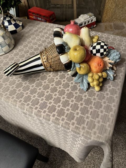 MacKenzie-Childs Courtly Check Autumn Naturals Cornucopia Display Piece