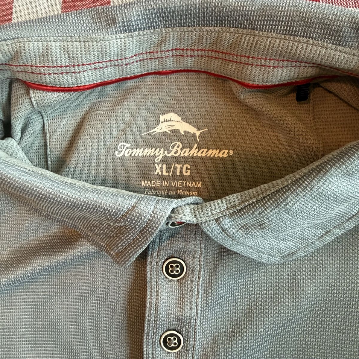 Tommy Bahama Men's XL Grey Short Sleeve Polo Shirt