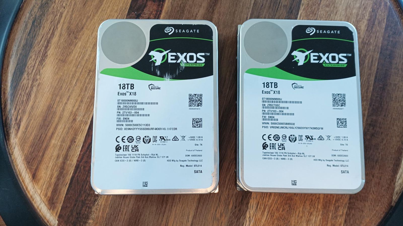 (2) Seagate 18TB Exos Enterprise SATA Hard Drives
