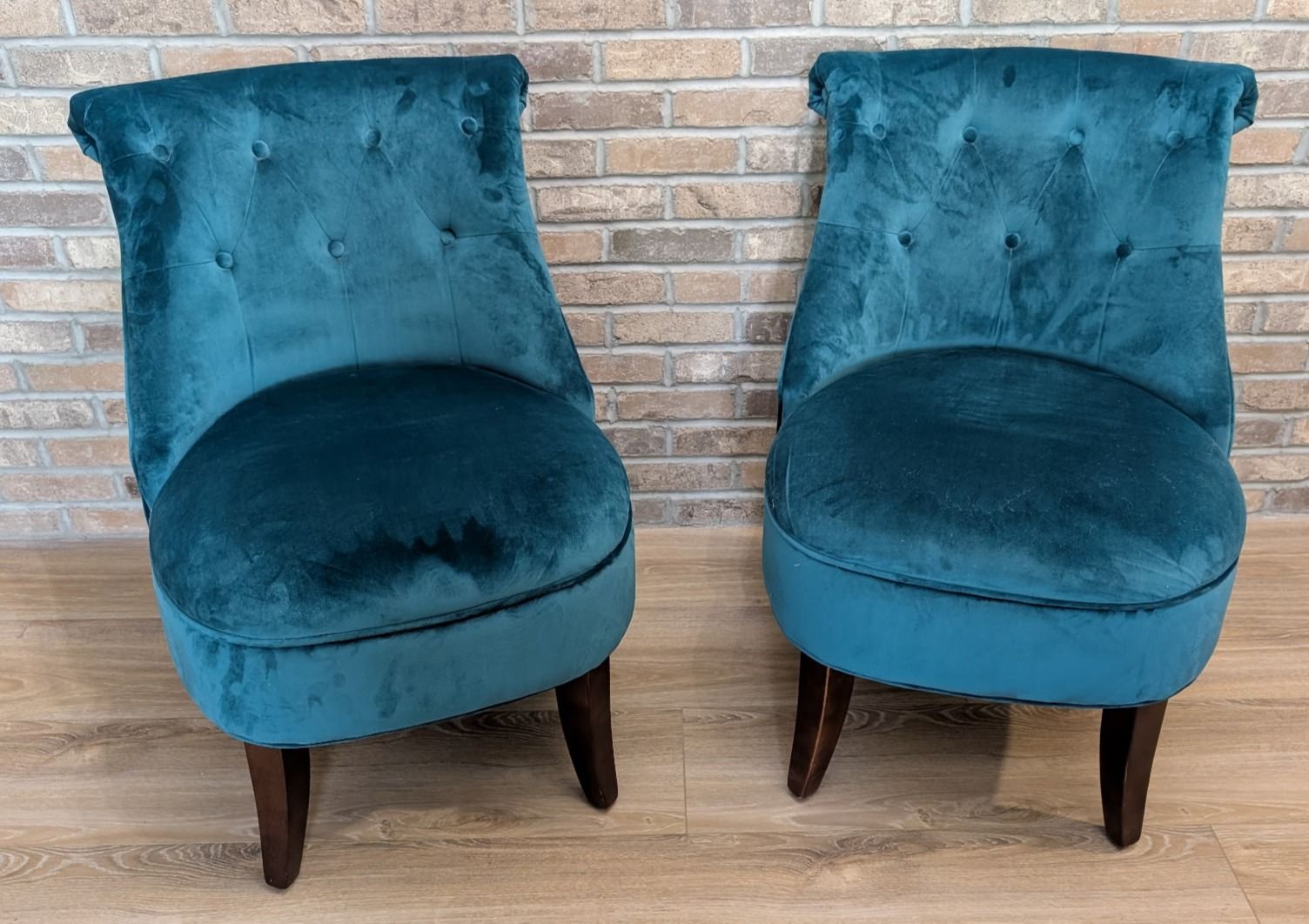 Teal Blue Velour Chairs (set of 2)