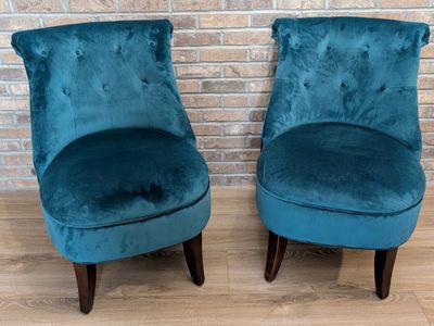Teal Blue Velour Chairs (set of 2)
