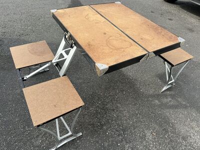 Vintage Folding Camping Chair With Fold Out Chairs