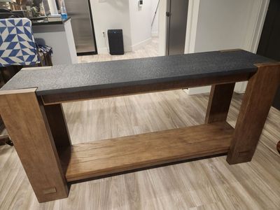 Smoked Nutmeg & Dark Faux Lava/Cement Console Table - Media/Entryway Furniture