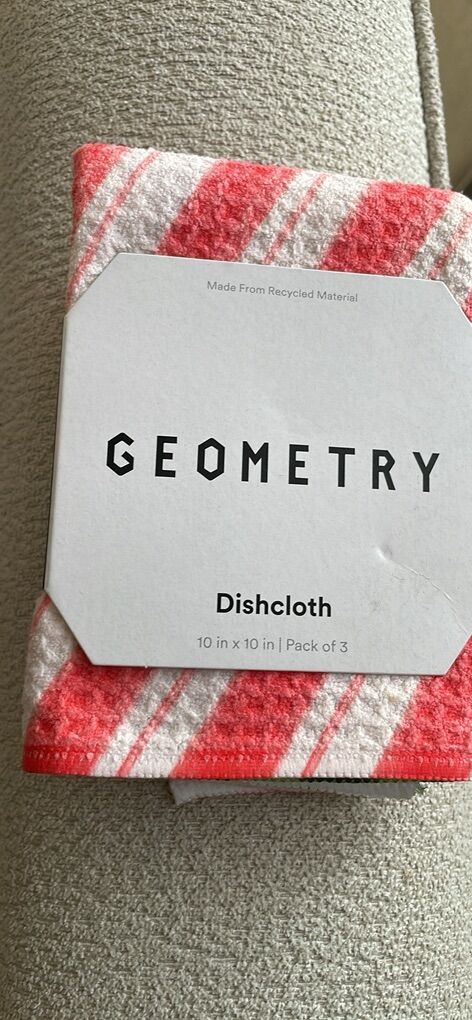 New! Geometry 10x10 Dishcloth Pack Of  3