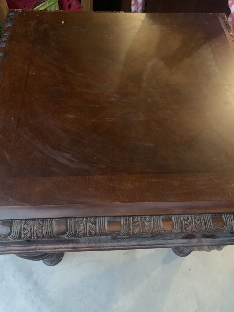Solid Carved Wood Table – Heavy & Sturdy