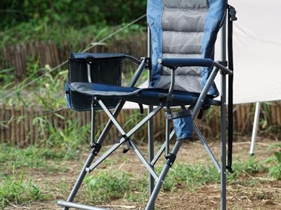 New - Extra Tall Folding Chairs, Set of 2, Portable Bar Height, Foldable Director Chairs