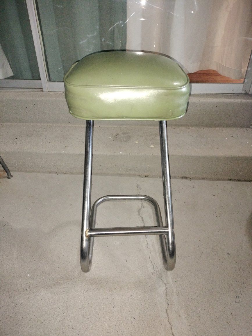 Vintage Balboa Furniture Model 1300 Bar Stool - Green Vinyl & Chrome, Mid-Century Style